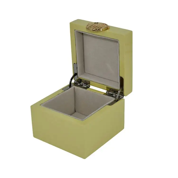 Mewah Kustom Logo Besar dan Kecil Kuning Hijau Kayu Set Kotak Penyimpanan Perhiasan untuk Hadiah