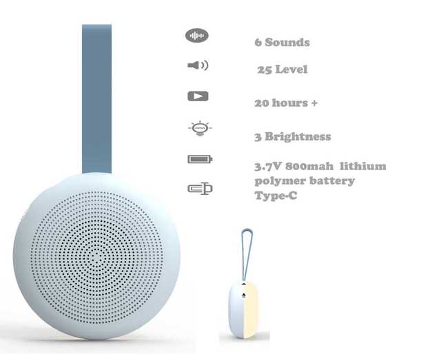 New Design Professional Portable Sound Therapy White Noise Machine With Night Light Baby Sleep Aid for Better Sleep