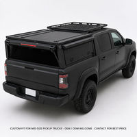 Couverture de benne de pick-up modulaire noire mate avec toit rigide et accessoires latéraux pour porte-bagages en maille