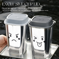 Gobelet en plastique jetable avec logo personnalisé, 650 ml, gobelet en PP de qualité alimentaire, gobelet à bulles, gobelet à jus avec couvercle carré anti-fuite