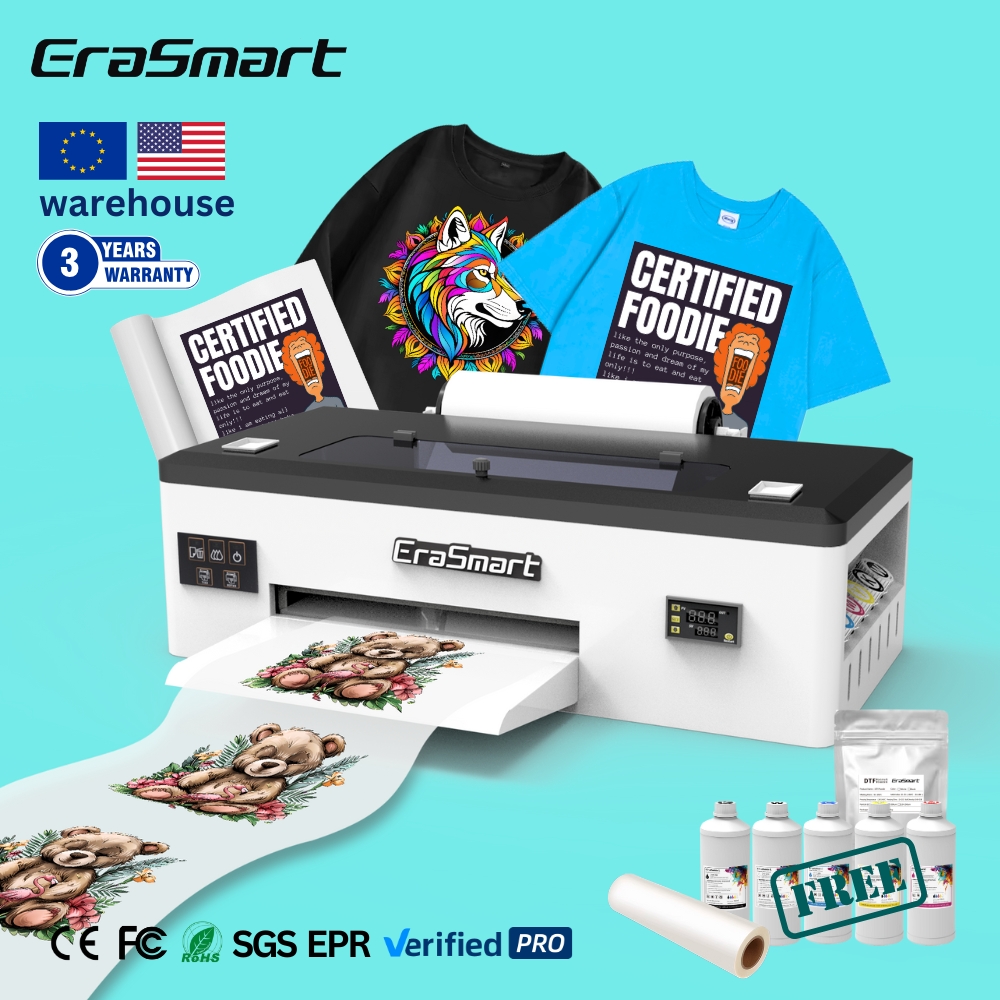 USA Warehouse Free Shipping Erasmart A3 Dtf Printer Printing Machine Digital T-shirt Printer for Clothes 1390 Head DTF Printer