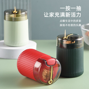 Toothpick Holder <b>Push</b> To Open Dark Green Plastic For Home Use - Product Image 5