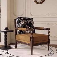 Fauteuil d'angle vintage de luxe en bois massif, rembourré en tissu, personnalisable, pour salon, meubles de salon