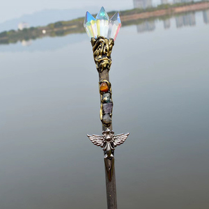 Baguette magique en cristal améthyste quartz rose, bâton de fée, artisanat soleil et lune, accessoires pour cadeaux, offre spéciale - Product Image 4