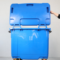 Conteneur à déchets de 660 litres, 4 roues universelles, poubelle industrielle en plastique, bac à ordures, bac à déchets