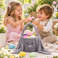 Panier de Pâques personnalisé pour enfants, panier à oreilles de lapin brodé avec nom personnalisé, sac de chasse aux œufs de Pâques, décoration cadeau en peluche