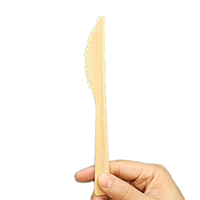 Ensemble de couverts jetables en bois de bambou 100% entièrement naturels et écologiques Ustensiles biodégradables et compostables pour le voyage