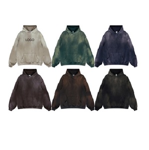 Sweat-shirts surdimensionnés de haute qualité avec logo personnalisé, vintage, 100% coton, lavage à l'acide, grandes tailles, sweats à capuche pour hommes, vente en gros - Product Image 2