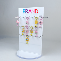 RAY YI Accessoires de cellules à assemblage facile et personnalisé Porte-clés avec comptoir Présentoir acrylique rotatif à 2 côtés avec crochets