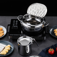 Freidora Japonesa de Tempura de Acero Inoxidable 304, Compatible con Gas e Inducción, con Control de Temperatura, Multifuncional, Ahorradora de Aceite, Mini