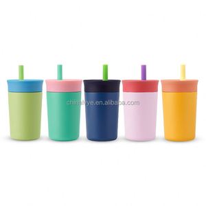 แก้วน้ำเก็บความร้อนสุญญากาศ สแตนเลส สีสันสดใส ขนาด 12 ออนซ์ สำหรับแคมป์ปิ้ง เป็นมิตรกับสิ่งแวดล้อม พร้อมหลอดดูด  รับสกรีนโลโก้ สไตล์เกาหลี - Product Image 1