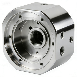 ชิ้นส่วนอุตสาหกรรมสแตนเลสสตีลความแม่นยำสูงที่ผลิตด้วยเครื่อง CNC - บล็อกวาล์วไฮดรอลิกสำหรับอุปกรณ์อัตโนมัติ - Product Image 1