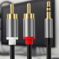 Câble adaptateur HiFi 3,5 mm 2RCA Y stéréo auxiliaire mono, gaine PVC, mâle-mâle, conducteur en cuivre nu plaqué or