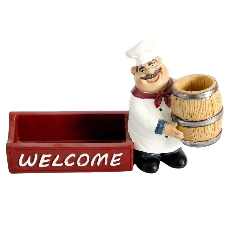 Настольное украшение для ресторана на заказ, статуя шеф-повара из смолы, зубочистка, визитница