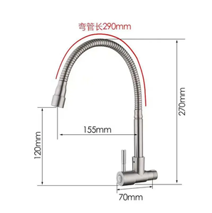 Modern Classic Single-Handle 304Stainless Steel <strong>Wall</strong>-Mounted <strong>Faucet</strong> Pull-Down Dual Function <strong>Sprayer</strong> with Side Cold Water Mixer - Product Image 5