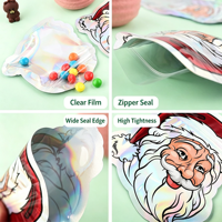 Sachet Doypack en forme de Père Noël, à faible MOQ, résistant à l'humidité, pour l'emballage de bonbons et aliments pour enfants, idéal pour les petites entreprises et les cadeaux.