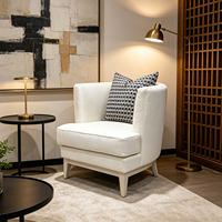Modernes Französisches Lounge-Sessel-Sofa-Set Hochwertige Weiße Leinenpolsterung mit Samt & Schwamm Komfortabel für Wohnzimmer