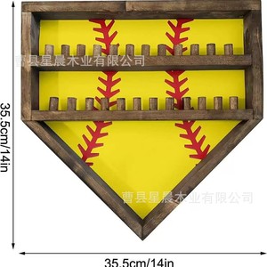 Wooden Baseball Medal <b>Display</b> Rack Triangle <b>Wall</b> Mounted Shelf For Sports Gifts And Decorations - Product Image 3