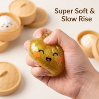 Ensemble de jouets sensoriels anti-stress en forme de petits pains vapeur professionnels, personnalisables avec logo, sans BPA, réalistes et compressibles