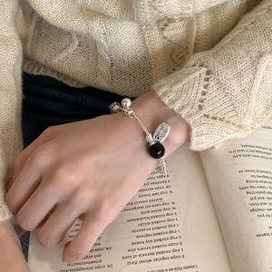 Pulsera de Plata de Ley S925 con Cuentas de Ágata Negra, Estilo Vintage, Acabado Antiguo, Joyería Unisex para Uso Diario - Product Image 4