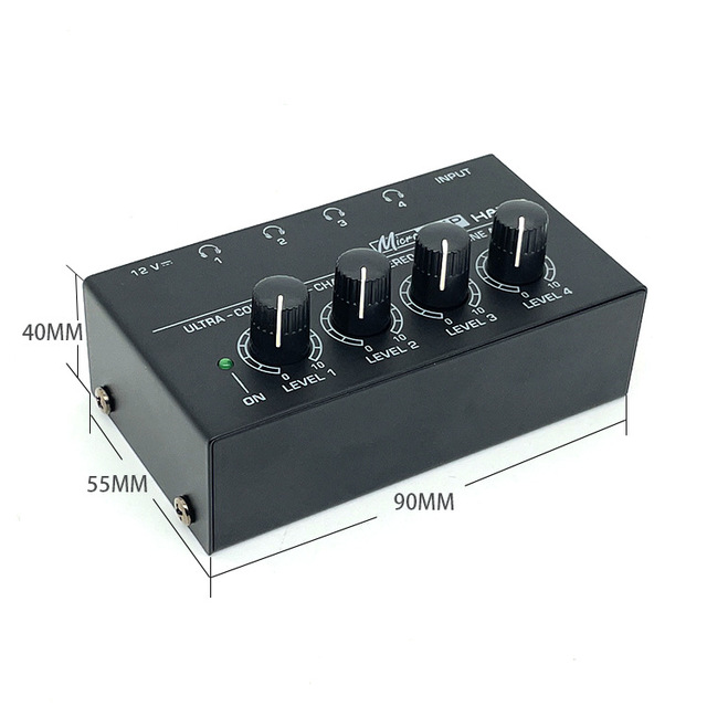 High Quality HA400 4-way Headphone Amplifier Black 110V-240V Mini Headphones Monitor Power Amplifier