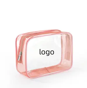 Waterdichte Reis Organisator Voor Vrouwen Tas Groothandel Prijs Pvc Rits Toilettas Custom Size Logo Clear Make-Up Tas