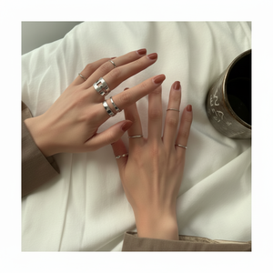 All'ingrosso moda di tendenza anelli regolabili per le donne degli uomini carino minimalista stella cuore serpente elegante taglio ovale intarsio Hip Hop - Product Image 1