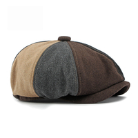 Casquette de gavroche pour hommes et femmes à 8 panneaux en laine mélangée Automne Hiver Classique Vintage Gatsby Lvy Cabbie Hat Flat Beret
