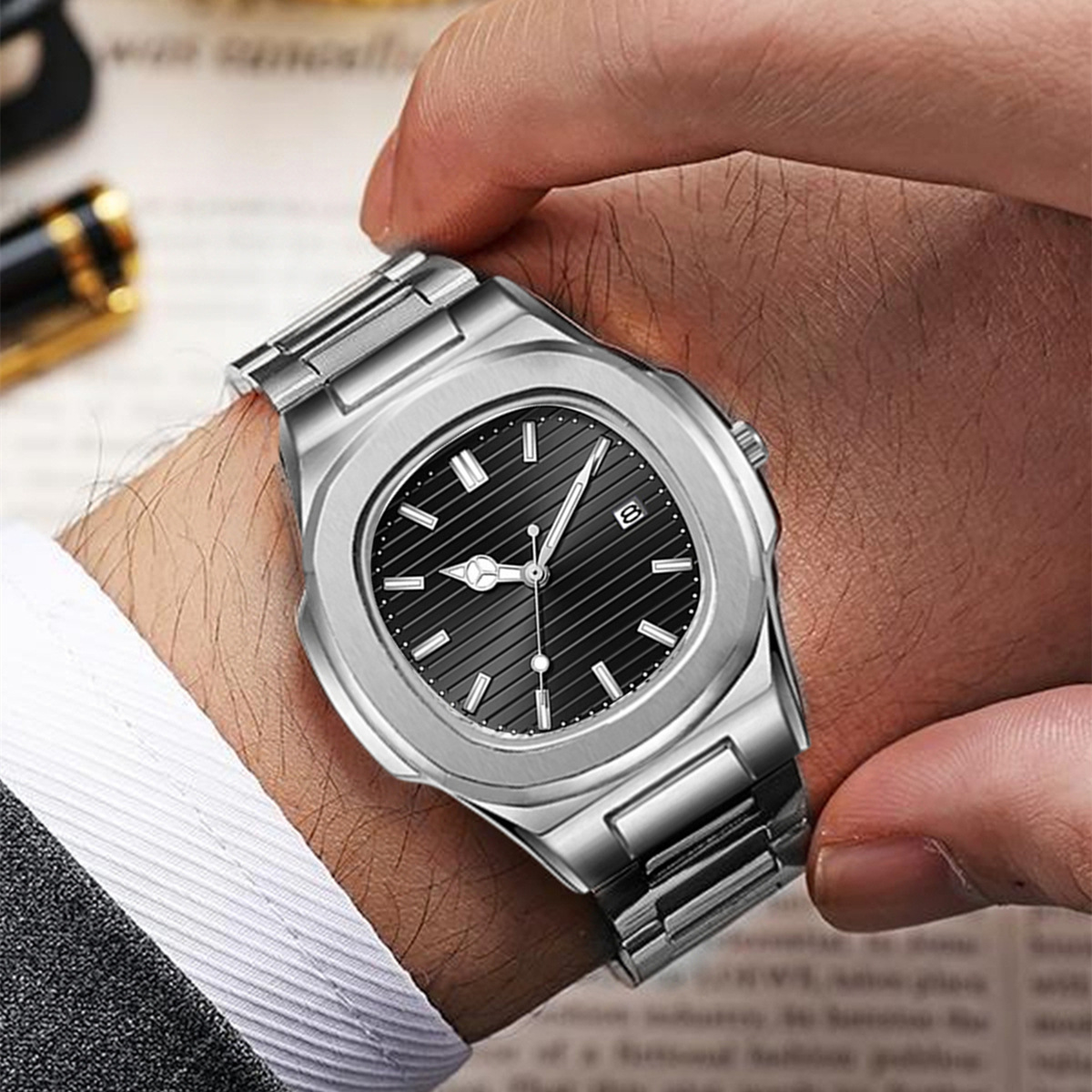 Classic Square Calendar Sports Wrist Watch for Men Business