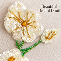 Applique de fleur de coquelicot perlée et pailletée faite à la main pour robes, tenues de mariée, cheongsams, embellissement de tissus et travaux de couture DIY