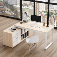 Organisateur de luxe en forme de L Studio Bureau d'étude Design moderne Bureau en bois pour chambre à coucher
