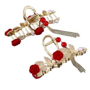 Pinza de Pelo Estilo Retro de 12 cm, de Aleación de Zinc, con Flores y Perlas, para Mujer, Ideal para Bodas - Product Image 5