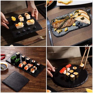 Plato de Pizarra Natural Black Rock, Estilo Vintage, Plato para Bistec, Plato para Postre de Restaurante <span class=keywords><strong>Occidental</strong></span>, Plato para Sushi, Apto para Microondas - Product Image 3