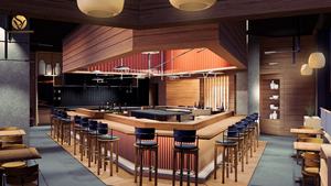Restaurante japonés <span class=keywords><strong>Bar</strong></span> Mostrador <span class=keywords><strong>Ramen</strong></span> Restaurante Diseño interior Barra de <span class=keywords><strong>sushi</strong></span> de madera Decoración - Product Image 3