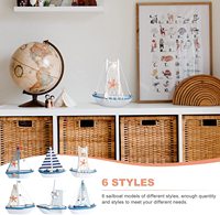 Bateau à voile Miniature en bois de Style méditerranéen, Mini voilier Miniature modèle bateau de pêche ornement