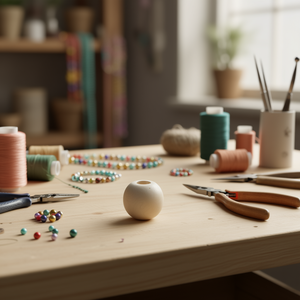 Perline in legno ILAN da 55 mm con foro grande per artigianato e creazione di gioielli - Product Image 3