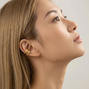 Hengsen Meilleures ventes Manchette d'oreille non-percée en acier inoxydable, motif fleur et cœur, plaqué or, pour <span class=keywords><strong>tragus</strong></span>, cartilage et hélix, clips d'oreille - Product Image 3