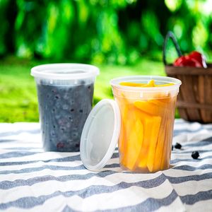 16/24/32 oz <b>Clear</b> Salad PP Food <b>Container</b> Plastic Deli Soup Cup Jar Box Round Bowl Disposable toGo Noodle Storage With Lid - Product Image 2