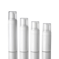 Flacon pompe vide en plastique PET 30ml/50ml/60ml/100ml/120ml/150ml/200ml blanc bleu pour nettoyant visage mousse, sérigraphié brillant