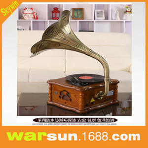 Phonographe vintage en bois massif avec lecteur USB, radio et lecteur CD, style antique, design en bois pour entreprise - Product Image 4