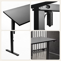 Bureau debout électrique moderne réglable en hauteur avec plateau noir et structure en acier robuste, plage de réglage 720-1170 mm, pour bureau à domicile