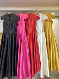 2025 primavera estate elegante abito <span class=keywords><strong>Midi</strong></span> da donna con scollo a V a vita alta Casual a maniche corte da ufficio festa - Product Image 3