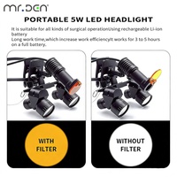 5X Head Mounted Dental Surgical Loupes with LED Headlight Binocular Magnifier for Dentist ENT Surgery