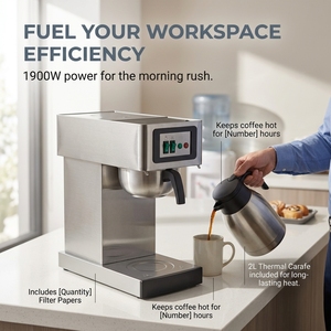 Cafetera Comercial de Goteo, Cafetera Eléctrica de Acero Inoxidable con Filtro para Servicio de Alimentos - Product Image 4
