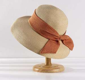 Gentle Ladies Floppy Straw Bucket <b>Hat</b> Synthetic Summer Beach Vacation <b>Hat</b> with Ribbon Wholesale <b>for</b> Travel Scenes - Product Image 2