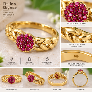 Anillo de Oro de 18K con Rubí de 4.50 Gramos, Anillo de Oro Hecho a Mano para Mujer, Joyería India Tradicional para Bodas - Product Image 4