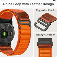 Tali Jam Tangan Alpine Loop Nylon untuk Garmin Fenix 8 Tactix 8 7 Approach MARQ Descent QuickFit dengan Patch Kulit Vintage Sport