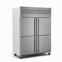 Équipement de cuisine commerciale, congélateur vertical à 4 portes en acier inoxydable avec tuyaux en cuivre, congélateur rapide, congélateur vertical, congélateur coffre