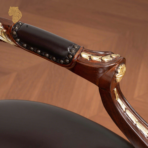 <span class=keywords><strong>Fauteuil</strong></span> de luxe de style <span class=keywords><strong>Louis</strong></span> <span class=keywords><strong>XVI</strong></span>, sculpté à la main en acajou massif avec finition dorée, revêtement en cuir velours rouge pour villa - Product Image 6