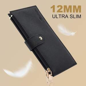 Portefeuille long de luxe vintage anti-RFID étanche pour hommes et femmes, avec plusieurs emplacements pour cartes, fermeture éclair croisée, pochette de téléphone fine, pochette de voyage - Product Image 3